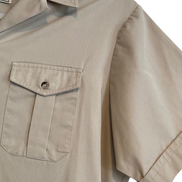 Vintage 90s LL Bean Safari Shirt Dress Large โ Khaki Button Up Utility Style - Picture 10 of 16